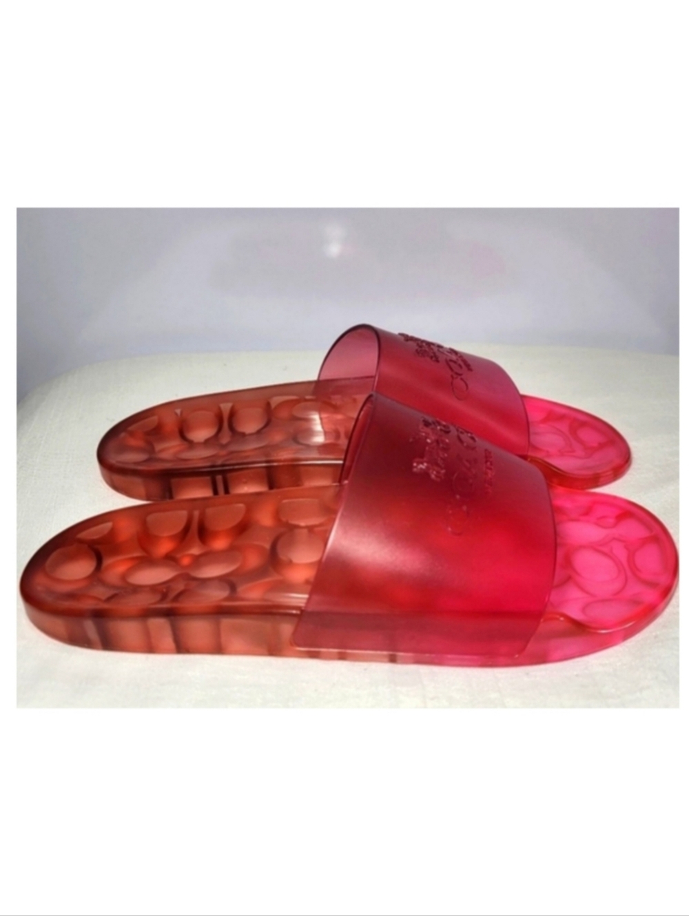 Coach Women's Size 9B Pink Ulyssa Jelly Slides.